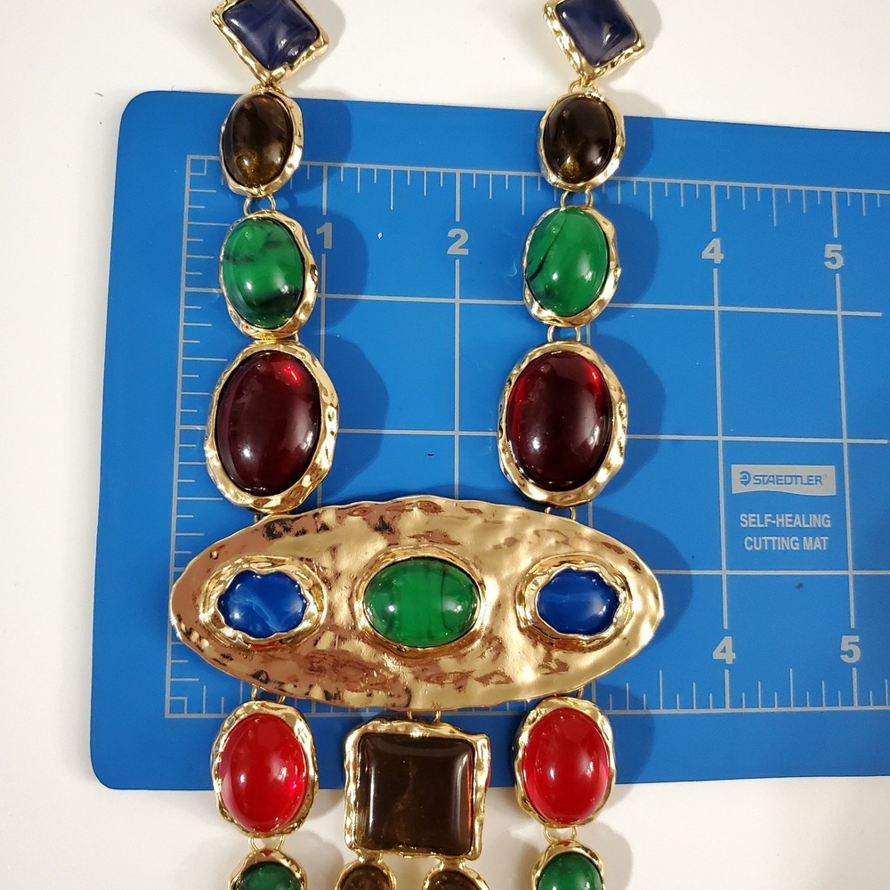 New Statement Necklace Adjustable 24-27" inches Pendant 3.5" in. Cabochons - Picture 3 of 5